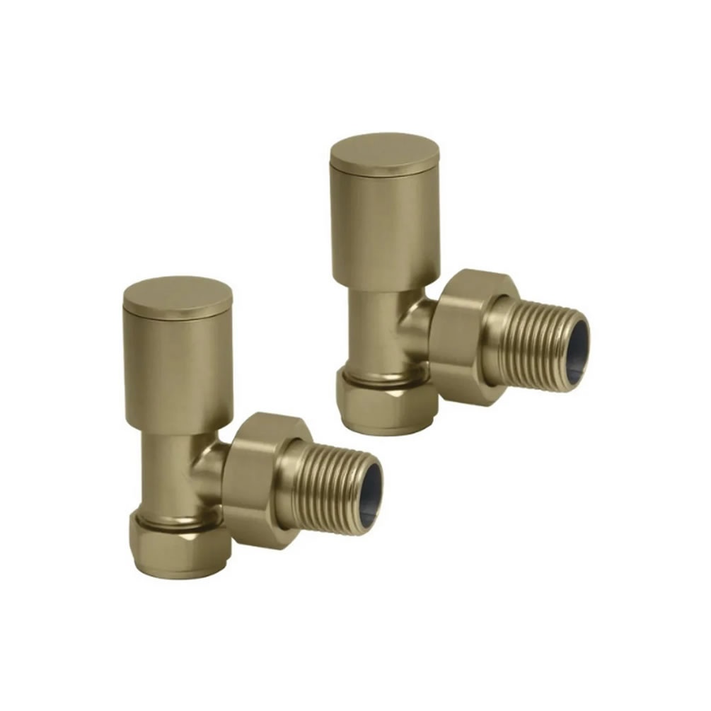Cutout image of Redroom by Barwick Brushed Brass Angled Round Manual Radiator Valves